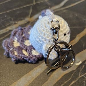 Tiny Bamboo Crochet Peacock Keychain